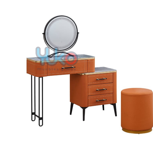 Tocador de lujo con espejo led y taburete
