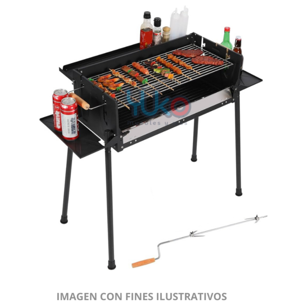Parrilla portátil para barbacoa con brocheta giratoria